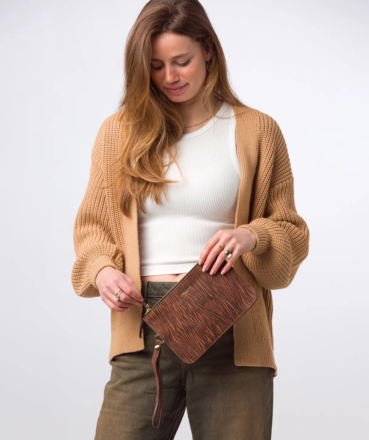 Addison' Animal Print Nappa Leather Clutch Bag