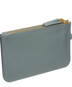Addison' Cashmere Blue Nappa Leather Clutch Bag
