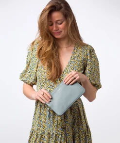 Addison' Cashmere Blue Nappa Leather Clutch Bag