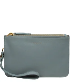 Addison' Cashmere Blue Nappa Leather Clutch Bag
