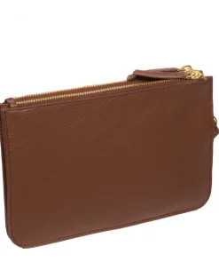 Addison' Dark Tan Nappa Leather Clutch Bag