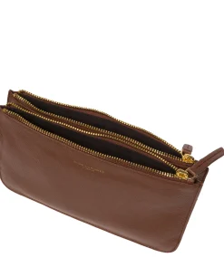 Addison' Dark Tan Nappa Leather Clutch Bag