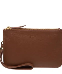 Addison' Dark Tan Nappa Leather Clutch Bag