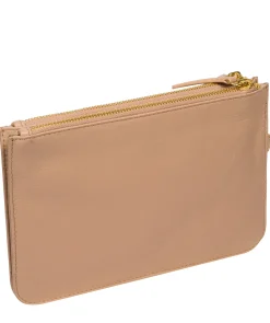 Addison' Latte Nappa Leather Clutch Bag