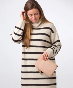 Addison' Latte Nappa Leather Clutch Bag