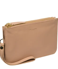 Addison' Latte Nappa Leather Clutch Bag