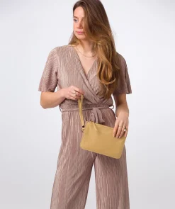 Addison' Metallic Gold Nappa Leather Clutch Bag