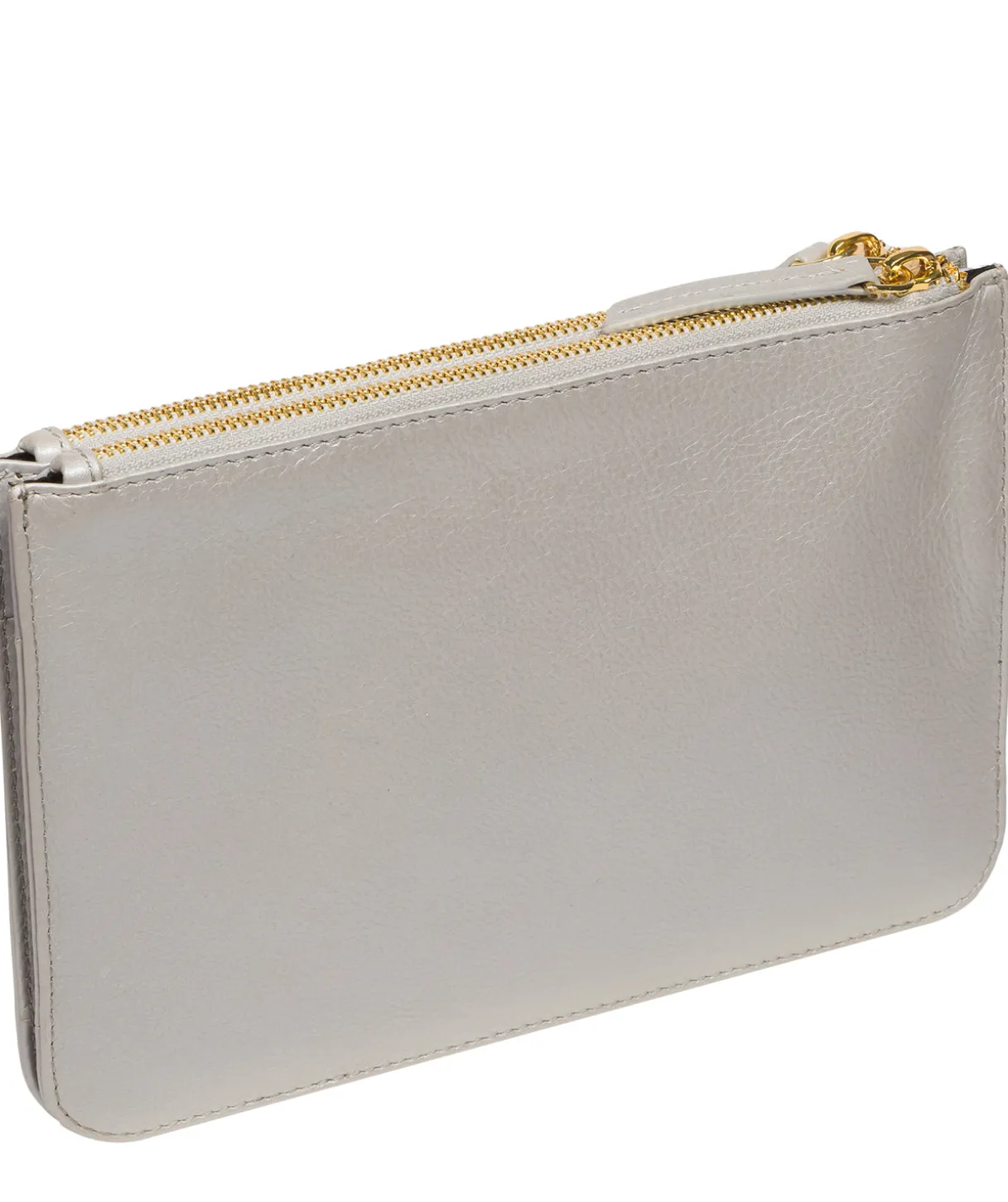 Addison' Metallic Silver Nappa Leather Clutch Bag