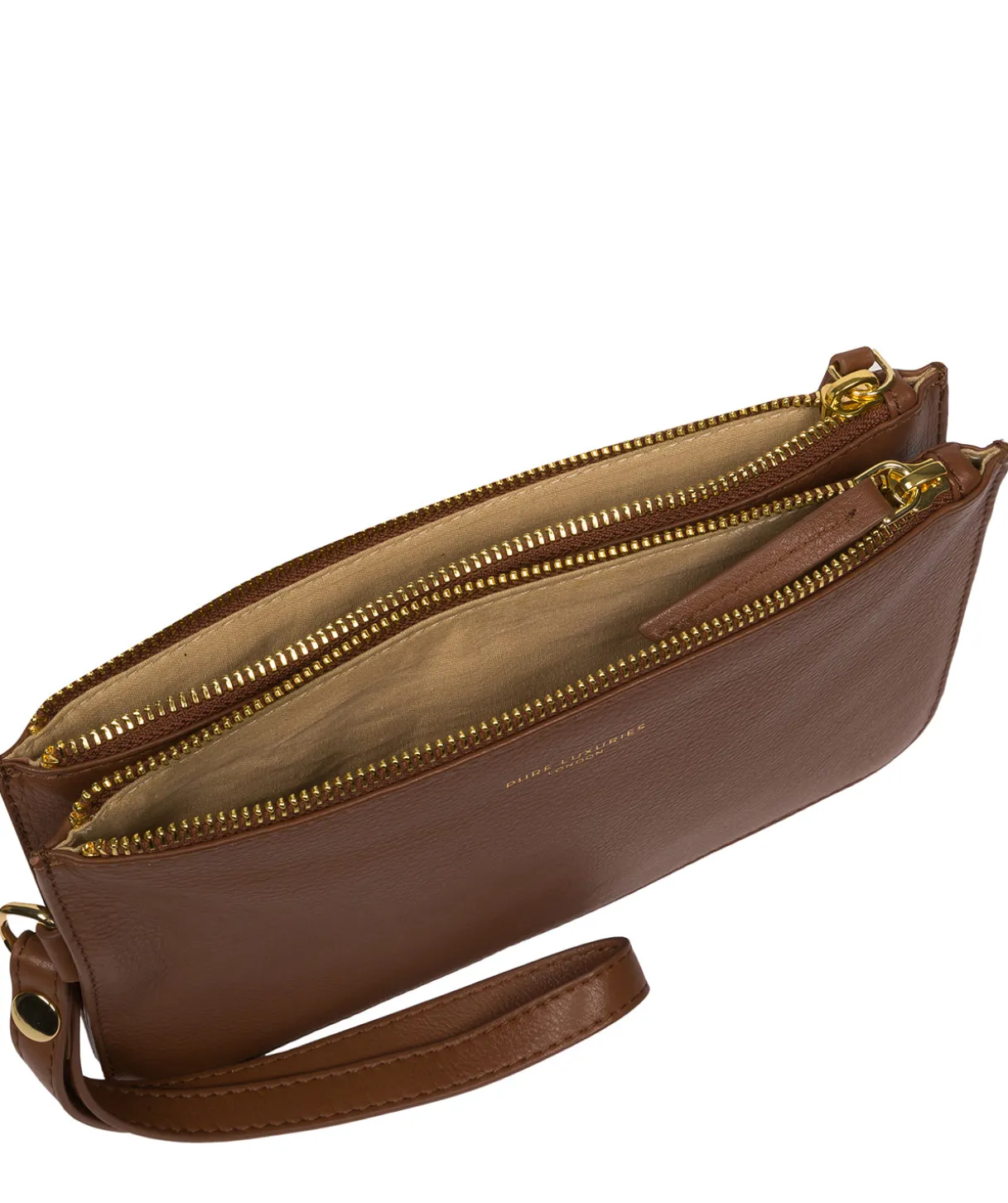 Addison' Tan Nappa Leather Clutch Bag