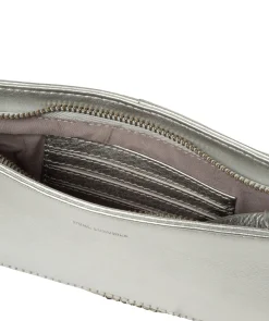 Adelaide' Metallic Silver Leather Evening Bag