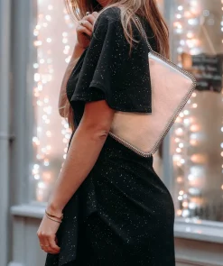 Adelaide' Metallic Silver Leather Evening Bag