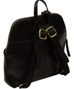 Adelle' Black Leather Backpack