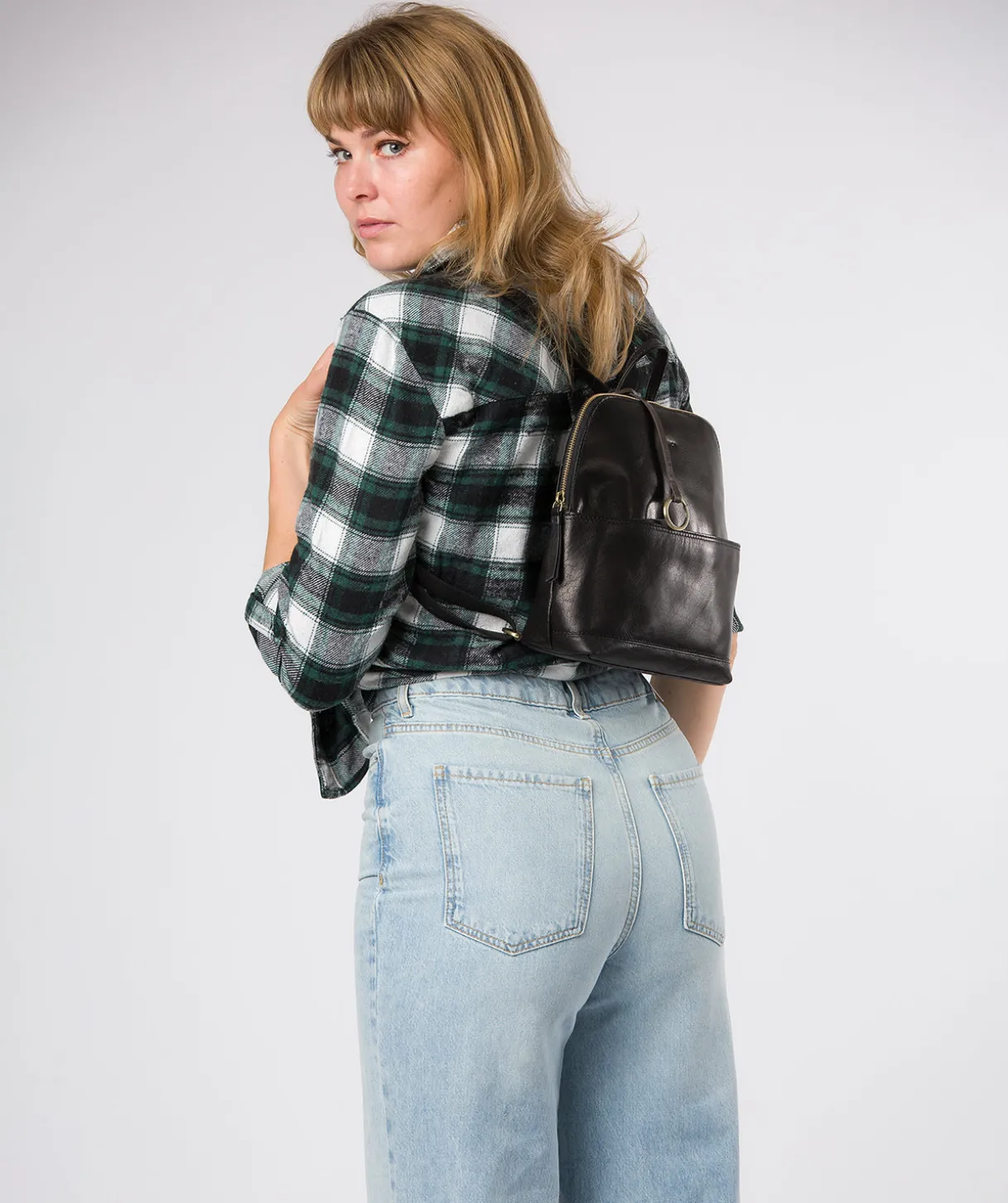 Adelle' Black Leather Backpack