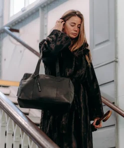 Airgo' 'Free on Board' Black Leather Cabin Bag