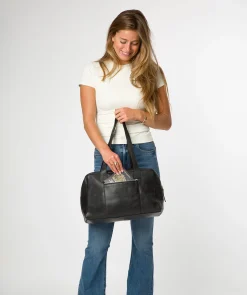 Airgo' 'Free on Board' Black Leather Cabin Bag