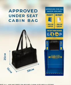Airgo' 'Free on Board' Black Leather Cabin Bag