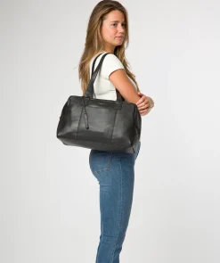 Airgo' 'Free on Board' Black Leather Cabin Bag