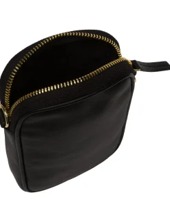 Alaina' Black Nappa Leather Cross Body Phone Bag