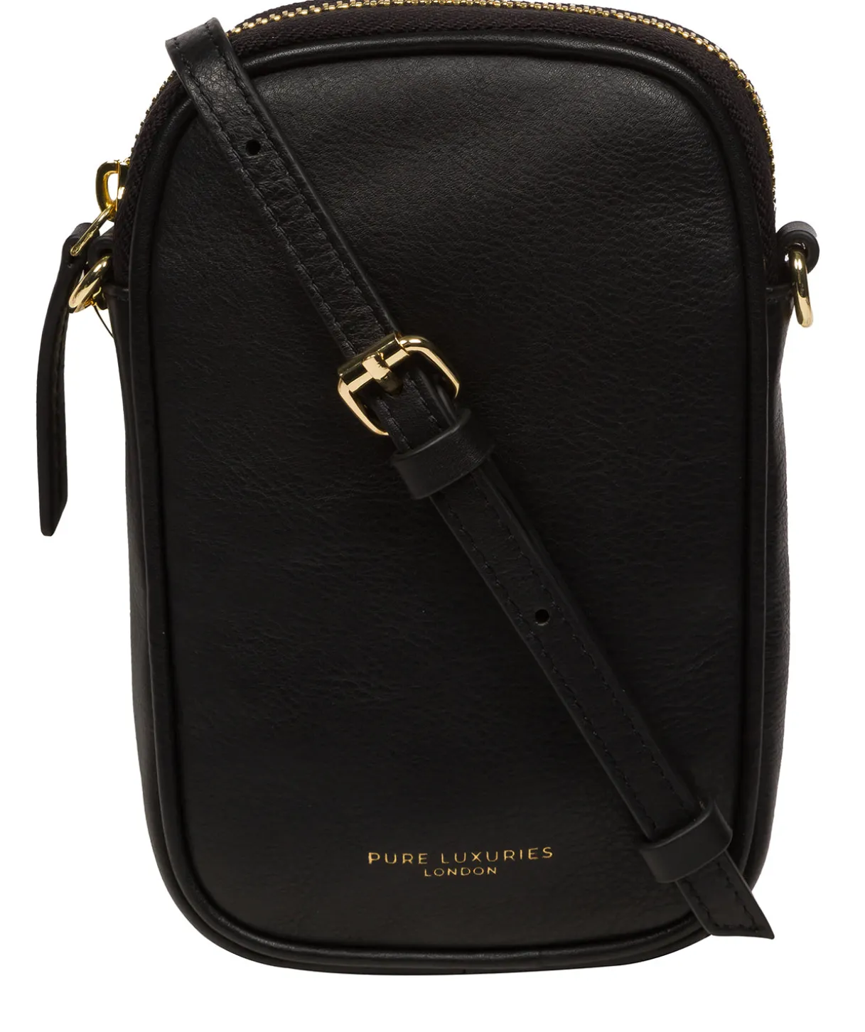 Alaina' Black Nappa Leather Cross Body Phone Bag