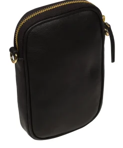 Alaina' Black Nappa Leather Cross Body Phone Bag