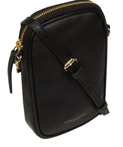 Alaina' Black Nappa Leather Cross Body Phone Bag