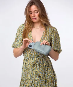 Alaina' Cashmere Blue Nappa Leather Cross Body Phone Bag