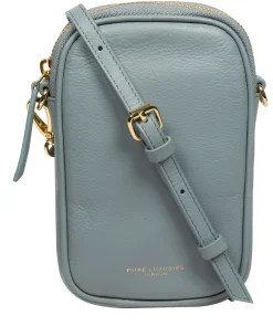 Alaina' Cashmere Blue Nappa Leather Cross Body Phone Bag