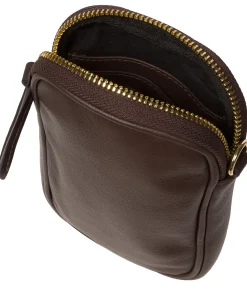 Alaina' Hot Fudge Nappa Leather Cross Body Phone Bag