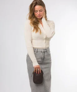 Alaina' Hot Fudge Nappa Leather Cross Body Phone Bag