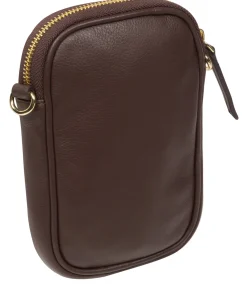 Alaina' Hot Fudge Nappa Leather Cross Body Phone Bag