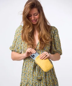 Alaina' Lemon Drop Nappa Leather Cross Body Phone Bag