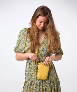 Alaina' Lemon Drop Nappa Leather Cross Body Phone Bag