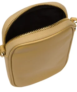 Alaina' Metallic Gold Nappa Leather Cross Body Phone Bag