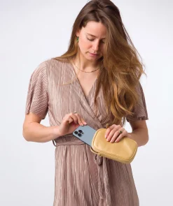 Alaina' Metallic Gold Nappa Leather Cross Body Phone Bag