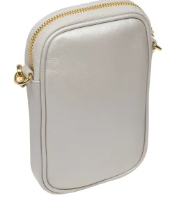 Alaina' Metallic Silver Nappa Leather Cross Body Phone Bag