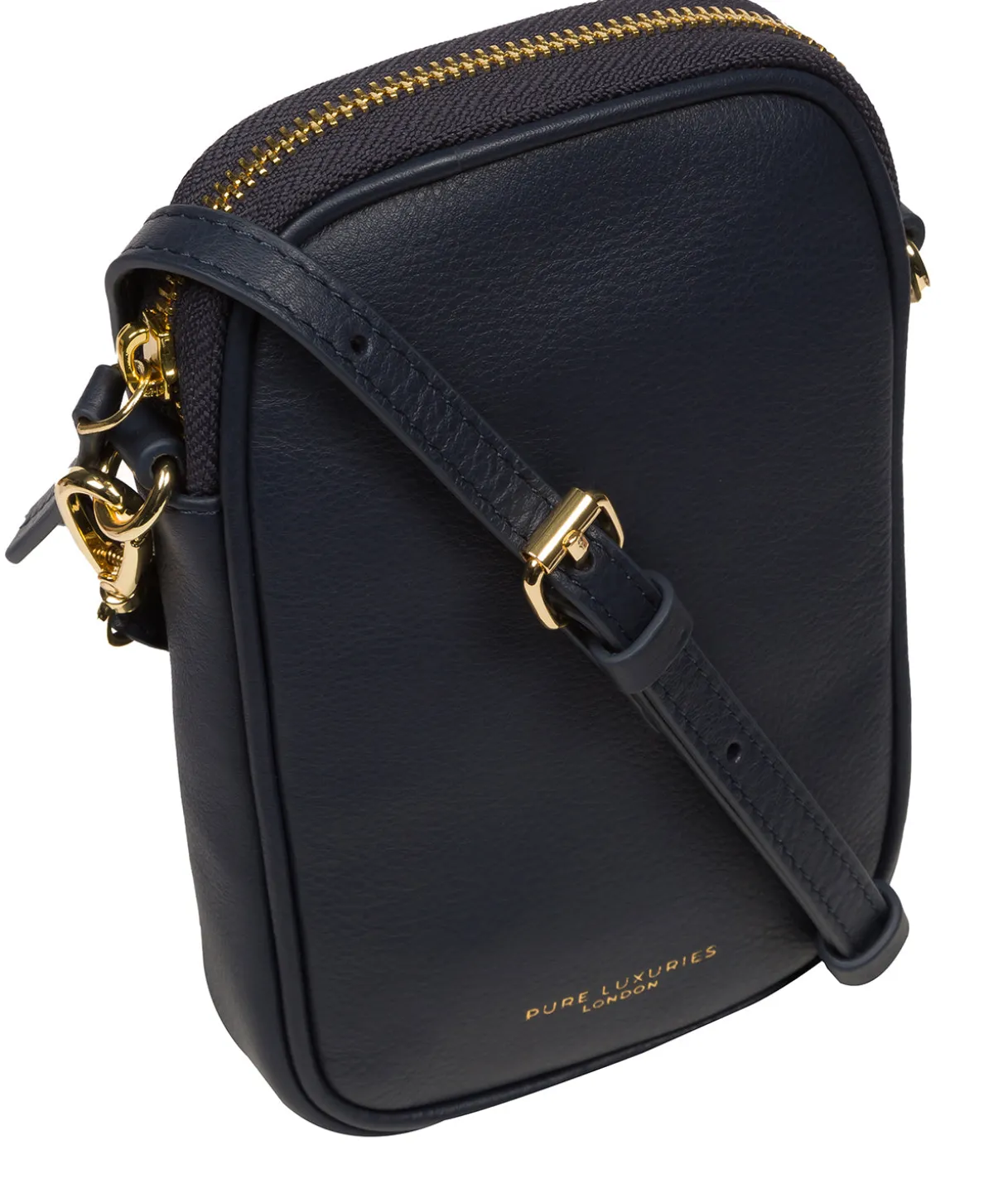 Alaina' Navy Nappa Leather Cross Body Phone Bag