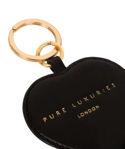 Albany' Black Leather Heart Keyring