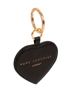 Albany' Black Leather Heart Keyring