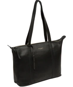 Alcester' Black Leather Tote Bag