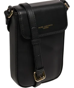 Alexis' Black Leather Cross Body Phone Bag