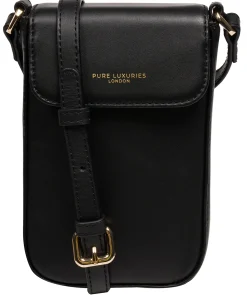 Alexis' Black Leather Cross Body Phone Bag