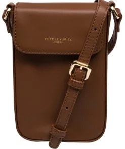 Alexis' Chestnut Leather Cross Body Phone Bag
