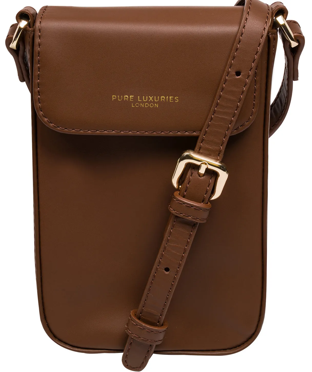 Alexis' Chestnut Leather Cross Body Phone Bag