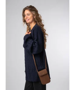 Alexis' Chestnut Leather Cross Body Phone Bag