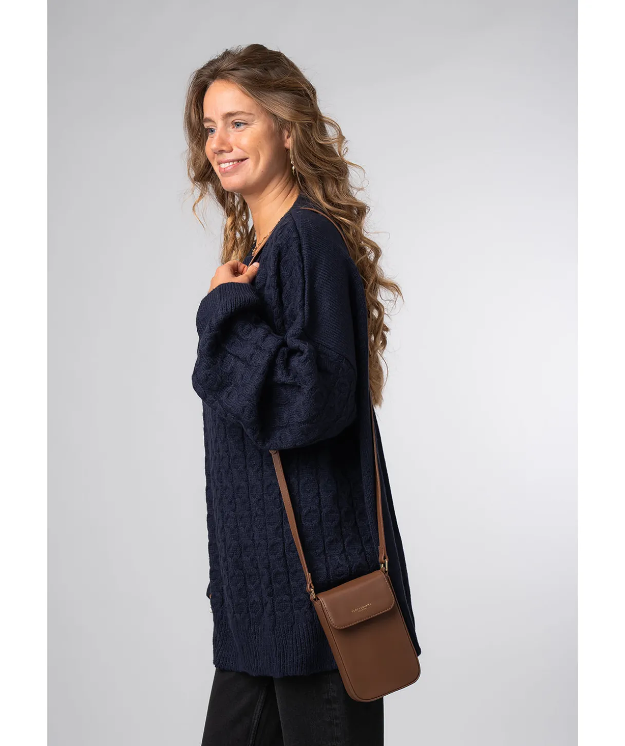 Alexis' Chestnut Leather Cross Body Phone Bag