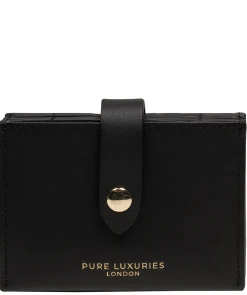 Allie' Black Leather Accordion Card Holder