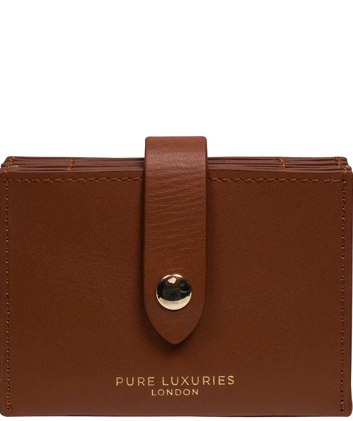 Allie' Caramel Leather Accordion Card Holder