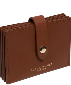 Allie' Caramel Leather Accordion Card Holder
