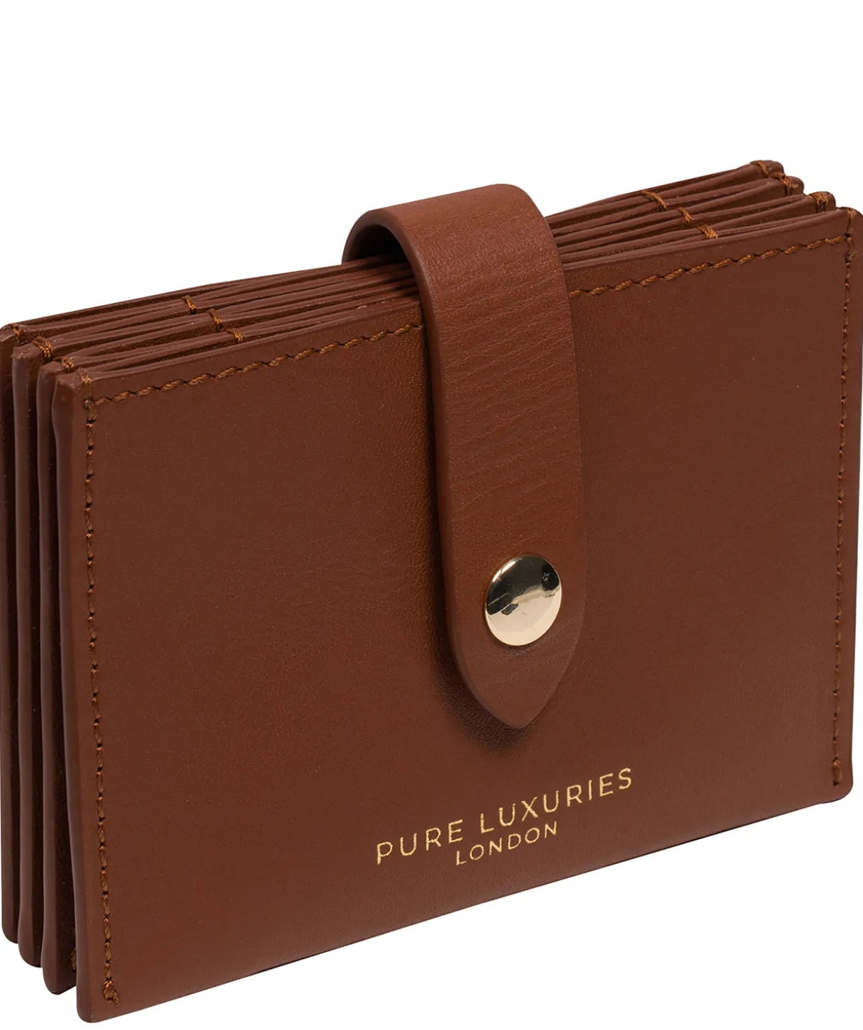 Allie' Caramel Leather Accordion Card Holder