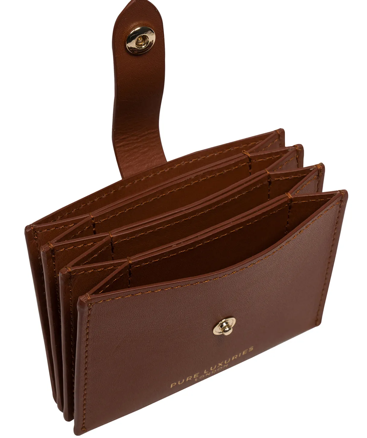 Allie' Caramel Leather Accordion Card Holder